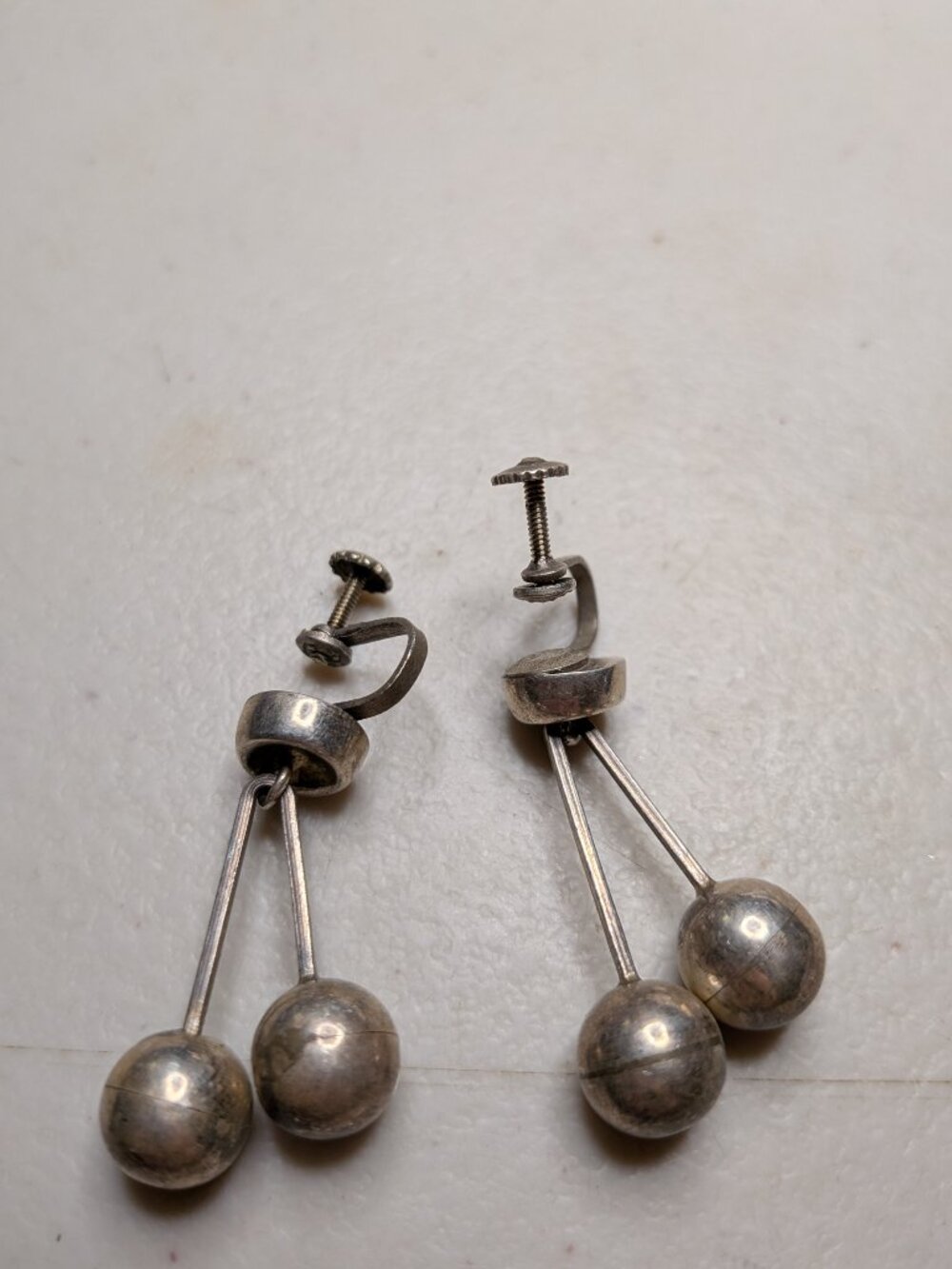 Vintage Mexican Sterling Silver Modernist Earrings